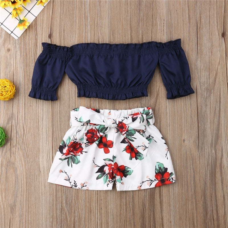 Baby Girls Flower Shorts Outfit
