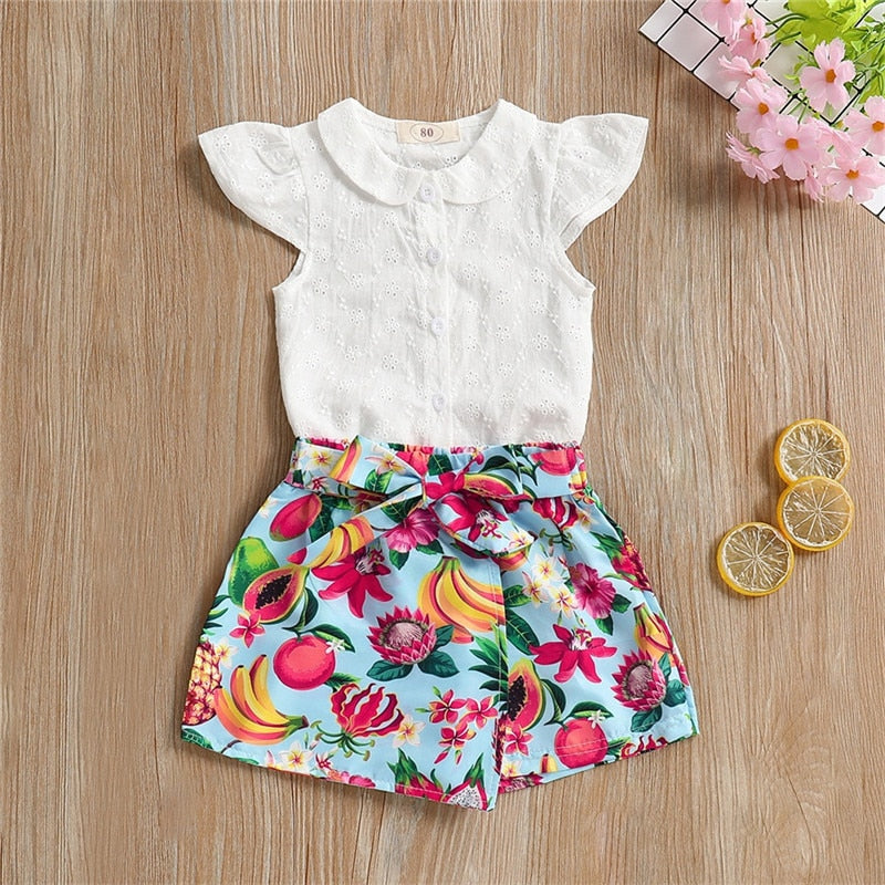 Baby Girls Floral Bow Belt Outfit